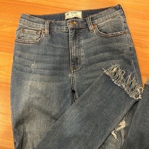 Free People Frayed Bottom Skinny Jeans